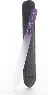 GERmanikure glass nail file with suede sleeve for smooth natural nail shaping.