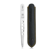 GERmanikure perforated slanted tweezers closeup showing precise tip for splinters and fine hairs.