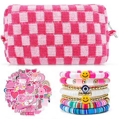 Giesiery checkered makeup bag – compact travel organizer for cosmetics.