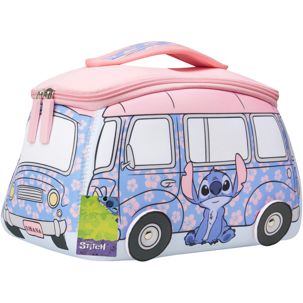 Get Trend Disney Stitch toiletry bag blue front view, compact travel storage.