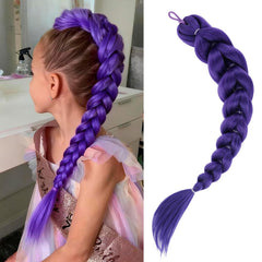 GetGal 24in purple braids ponytail close-up with prebraid texture for seamless cosplay