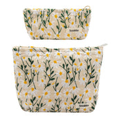 Getgto large daisy-print makeup bag for travel organization and daily cosmetics.