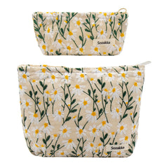 Getgto large daisy-print makeup bag for travel organization and daily cosmetics.