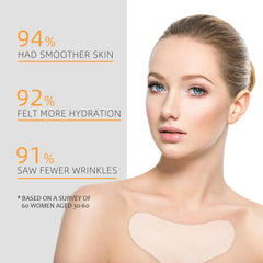 GETPUNA chest wrinkle pads on-skin – clear patches worn overnight for gentle hydration.