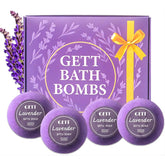 GETT Lavender Bath Bombs packaging for gift ready relaxation.