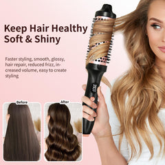 Gexloryn heated round brush with ceramic-tourmaline for smooth results.