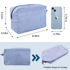 GFU makeup bag blue inside layout reveals generous opening for easy access