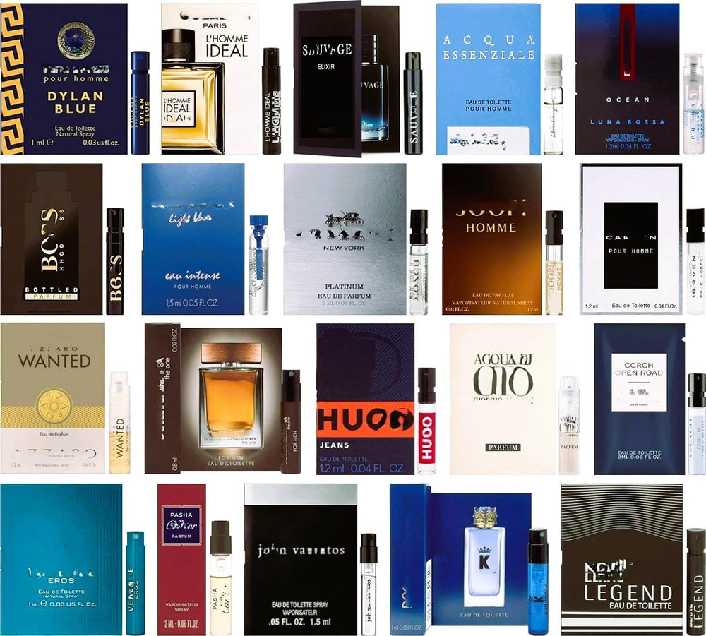 GHBB Men's Cologne Sample Discovery Set packaging featuring travel-friendly vials for testing on the go