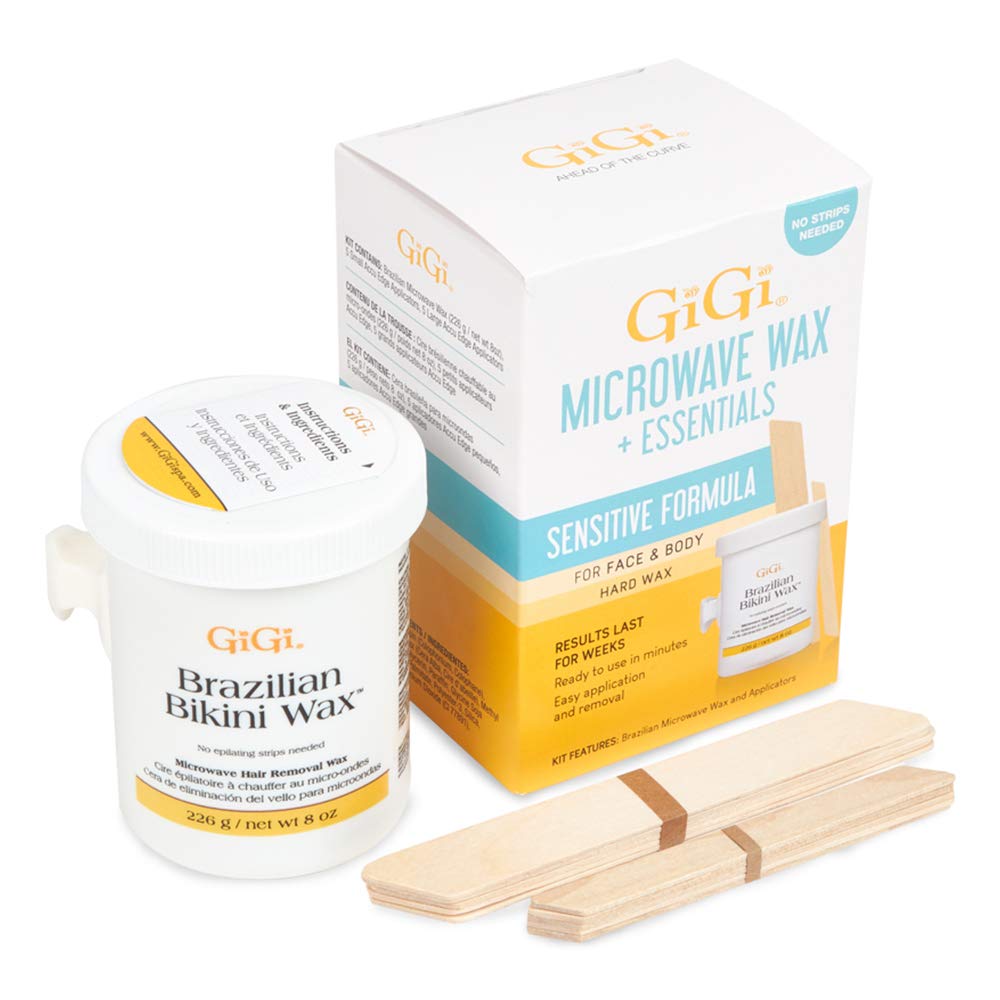 GIGI Brazilian Microwave Wax Kit for at-home bikini and body hair removal.