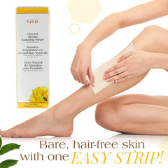GIGI epilating strips 3x9 inch format in use for efficient coverage