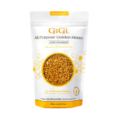 GIGI hard wax beads Golden Honee package shows resealable storage for on-the-go waxing.