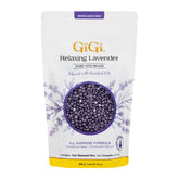 GIGI Relaxing Lavender wax beads pour for economical hair removal.