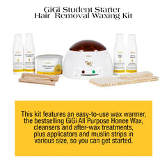GIGI Student Starter Waxing Kit all-purpose honee wax delivers comfortable depilation for sensitive areas.