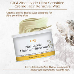 GiGi Zinc Oxide creamy-wax texture close-up enabling controlled facial waxing