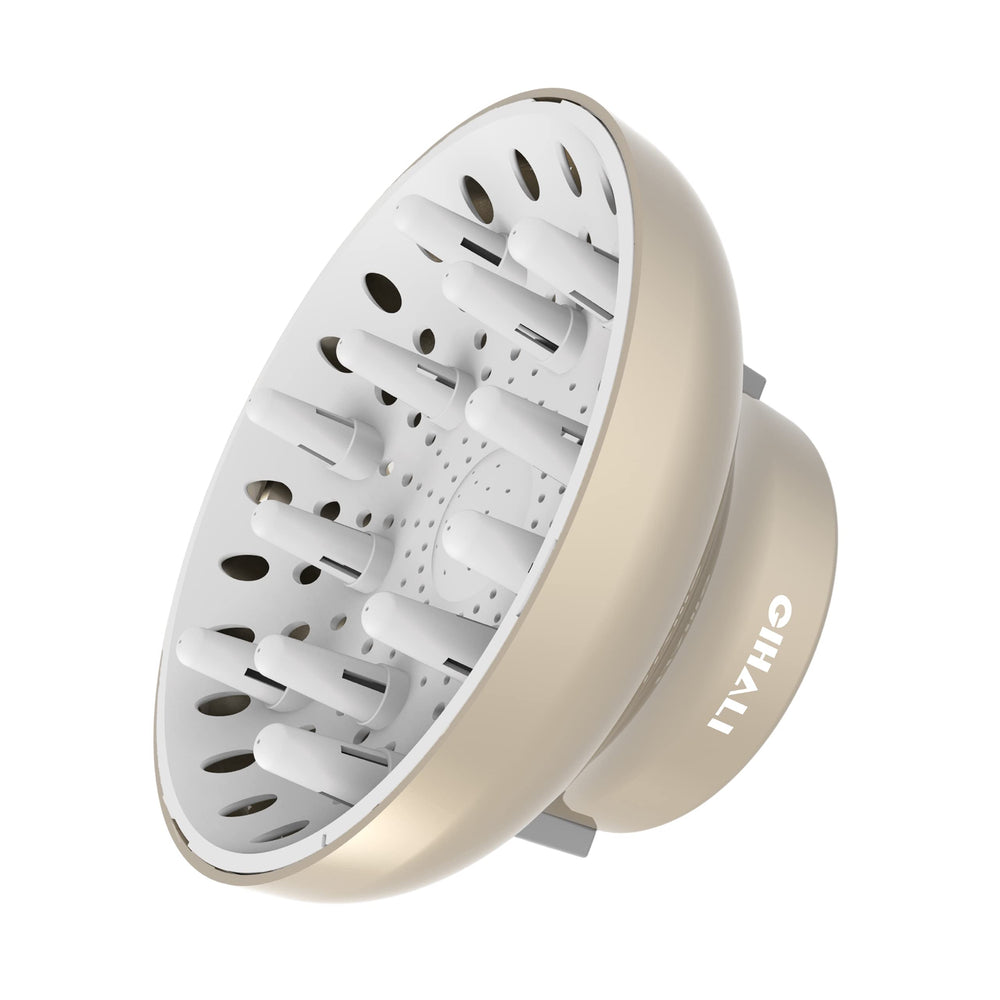 GIHALI universal hair diffuser in gold with attachment for even airflow and faster drying