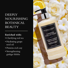 Gilchrist & Soames London Collection Conditioner packaging on shelf conveys luxury, cruelty-free ethics, and refined style.