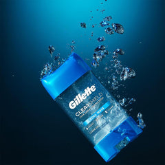 Gillette packaging front highlights Clear + Dri-Tech Cool Wave with refreshing scent.