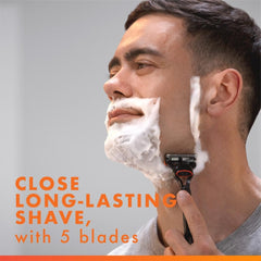 Gillette Fusion5 Lubrastrip visible for smoother glide during shaving.