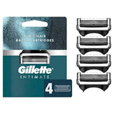 Gillette Intimate razor cartridge packaging showing gentle shaving system for sensitive skin.