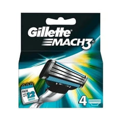 Gillette Mach-3 Blades 4-pack front view for quick, reliable daily shaving.