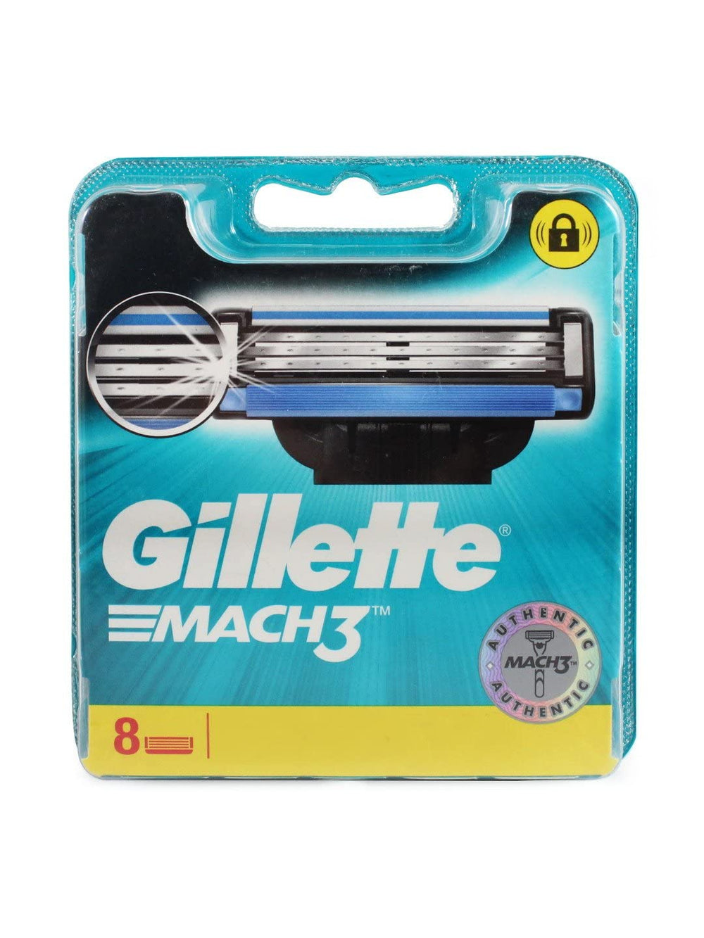 Gillette Mach3 8-pack blades in box provide a reliable shave with compatible razors.