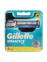 Gillette Mach3 8-pack blades in box provide a reliable shave with compatible razors.