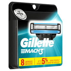 Gillette Mach3 replacement cartridge close-up for a smooth shave with fewer strokes
