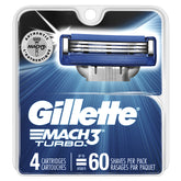 Gillette Mach3 Turbo close-up blades for a close shave.