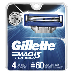 Gillette Mach3 Turbo close-up blades for a close shave.