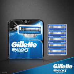 Lubrication strip on Gillette Mach3 Turbo cartridge provides smooth glide.