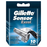 Gillette Sensor Excel blades front view shows the 10-pack for a smooth, confident shave