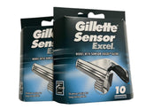 Gillette Sensor Excel cartridges front view show sleek design for a smooth shave.