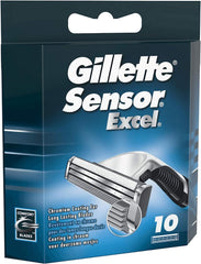 Gillette Sensor Excel self-adjusting twin blades adapt to contours for comfort.