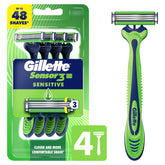 Gillette Sensor3 Sensitive front packaging showing 4-pack and features