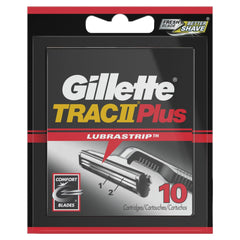 Gillette TRAC II cartridges packaging shows value for daily shaves.