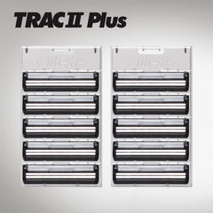 Gillette TRAC II twin blades closeup reveals precise contour control.