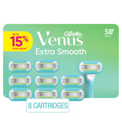Gillette Venus Extra Smooth refills packaging showing 8-count value