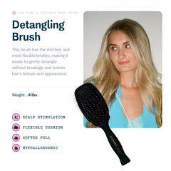 GIMME Beauty Detangling Brush bristles closeup highlights gentle glide and frizz control.
