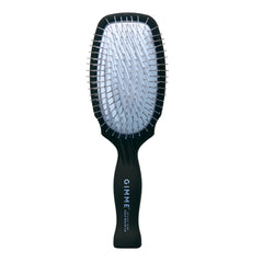 GIMME metal bristle brush close-up with stainless steel bristles for detangling and shine