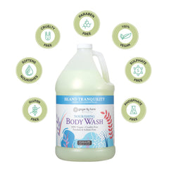 Ginger Lily Farms Botanicals Island Tranquility label close-up evokes spa-quality, calming aroma
