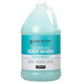 Ginger Lily Farms Club and Fitness body wash bottle front shows ocean breeze scent for a post-workout routine.