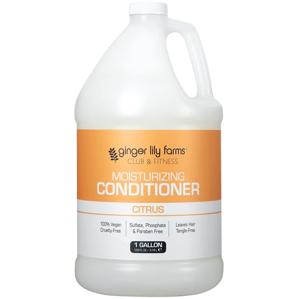 Ginger Lily Farms Club & Fitness conditioner bottle for weightless hydration and soft hair.