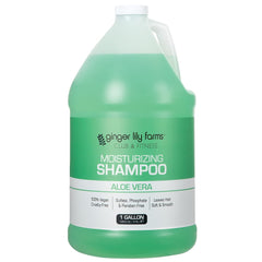 Ginger Lily Farms Club & Fitness shampoo bottle highlighting weightless hydration for all hair types.