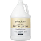 Ginger Lily Farms soothing butter lotion bottle close-up shows lightweight hydration for dry skin