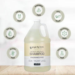 Ginger Lily Farms Club & Fitness fragrance-free shampoo bottle—unscented care suitable for fragrance sensitivities.