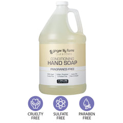 Ginger Lily Farms fragrance-free hand soap close-up lather showing gentle cleansing for sensitive skin