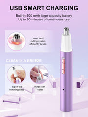 Ginity USB rechargeable nose trimmer pack image highlighting convenient charging with USB