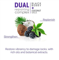 GIOVANNI 2chic Repairing Super Potion blackberry essence close-up emphasizes rich nourishment for color-treated hair.