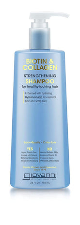 GIOVANNI Biotin and Collagen Shampoo bottle front showing volumizing formula for fuller hair