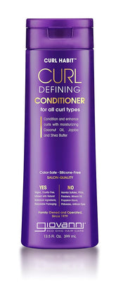 GIOVANNI Curl Defining Conditioner bottle shows defined curls and hydration
